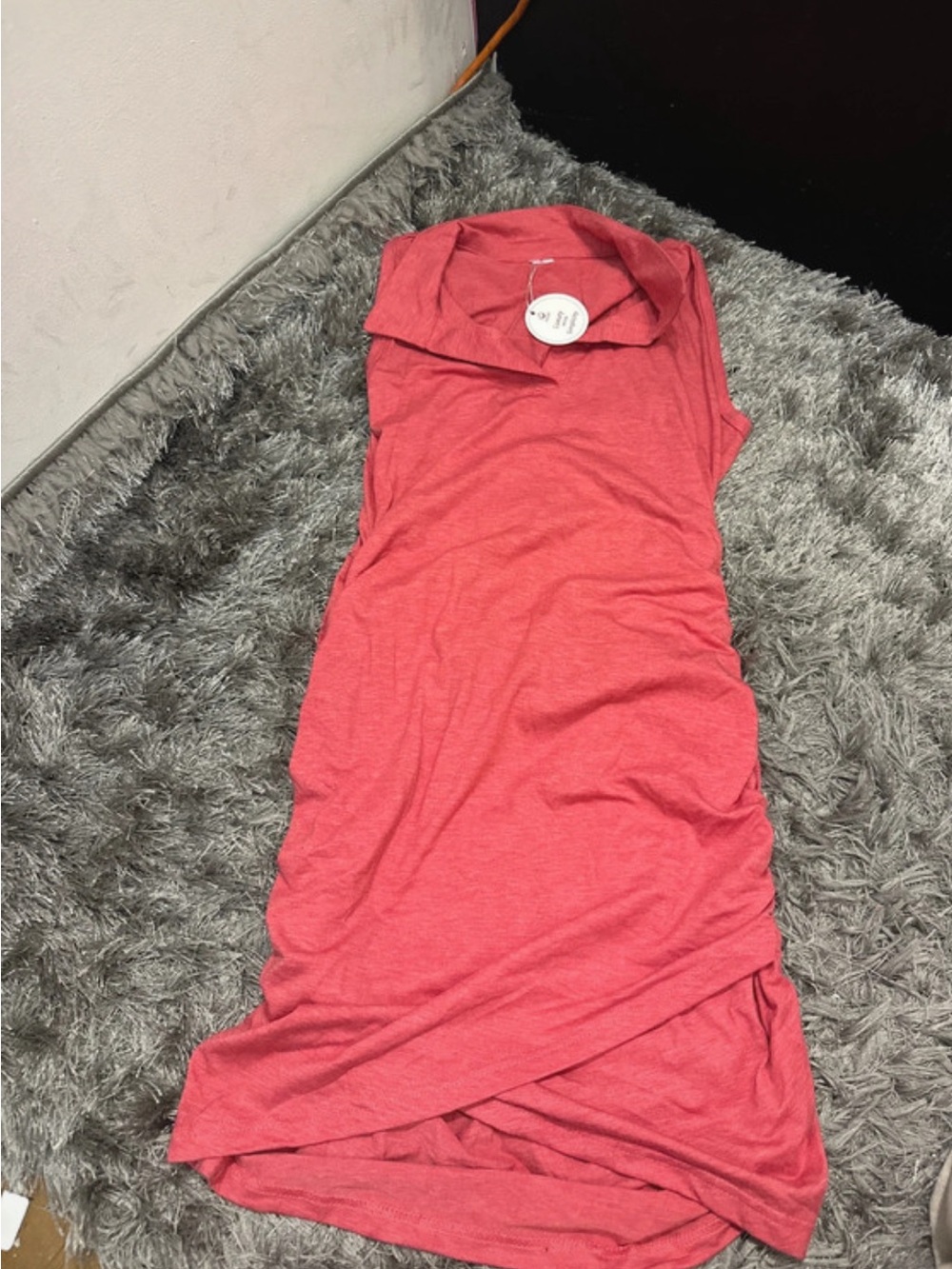 Sleeveless Coral Pink Dress with Cowl Neck